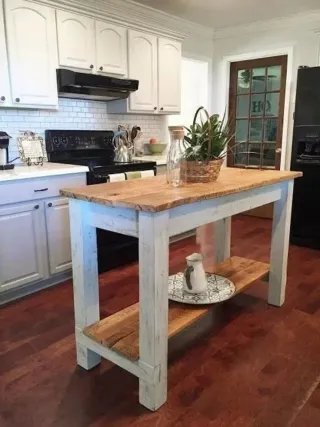 Isla de cocina rústica madera