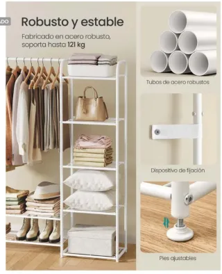 Perchero Metálico con Estantes Beige