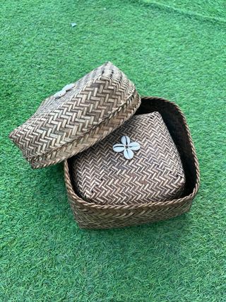 Set 2 Cestas Mimbre Decorativas