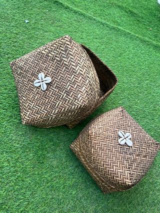 Set 2 Cestas Mimbre Decorativas