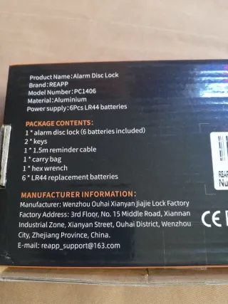 Candado Alarma REAPP PC1406 Moto/Bici