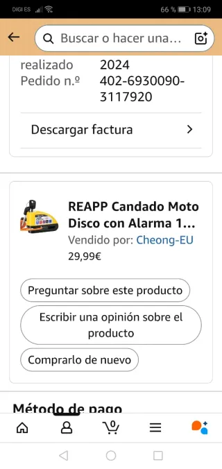 Candado Alarma REAPP PC1406 Moto/Bici