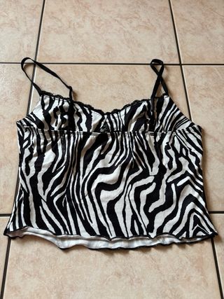 Top fantasia zebra pizzo nero