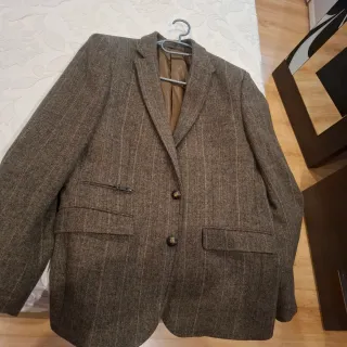 Americana de tweed marrón con rayas