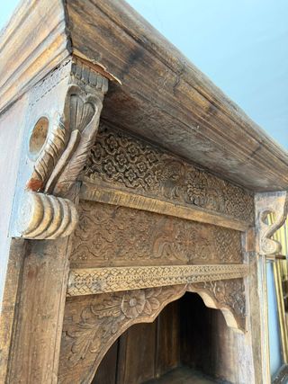 Librería colonial en madera de teka maciza,