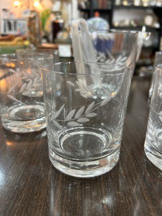 Juego vasos-cubitera de whisky de cristal tallado