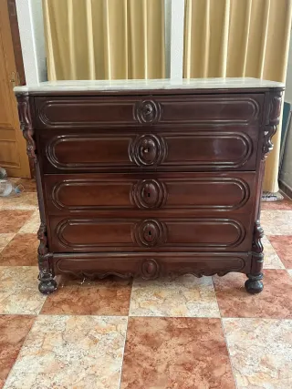 Cómoda Antigua Madera y Mármol