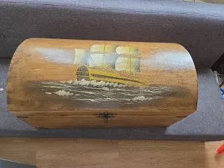 Baúl madera rústico vintage restaurado