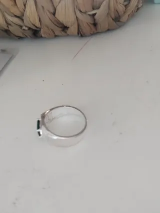 Anillo Plata Hombre Esmeralda Sintética