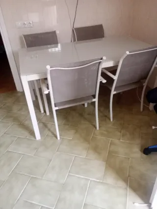 Mesa jardín Cristal 150x90 + 4 Sillas