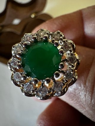 Anello retro oro con pietra verde