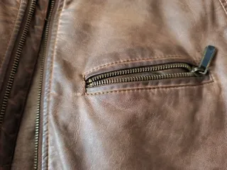 Chaqueta hombre semi-cuero marrón