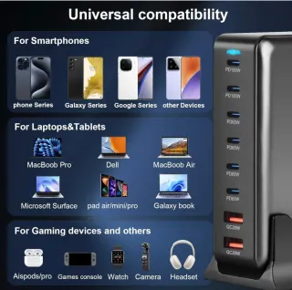 Cargador USB C 8 Puertos GaN Pro 530W