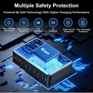 Cargador USB C 8 Puertos GaN Pro 530W