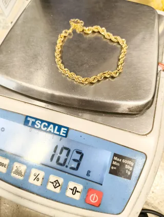Pulsera Cordón Salomónico Oro 18k Cadena Seguridad