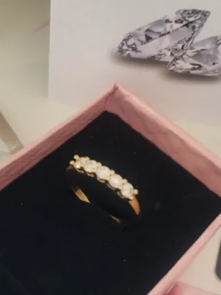 Anillo chapado Oro 3.0mm Moissanita