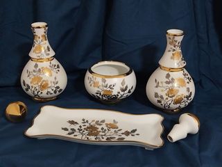 Juego porcelana Bohemia Sneroll oro  plata vintage