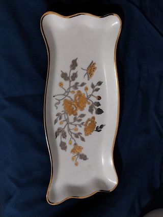 Juego porcelana Bohemia Sneroll oro  plata vintage