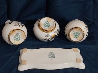 Juego porcelana Bohemia Sneroll oro  plata vintage