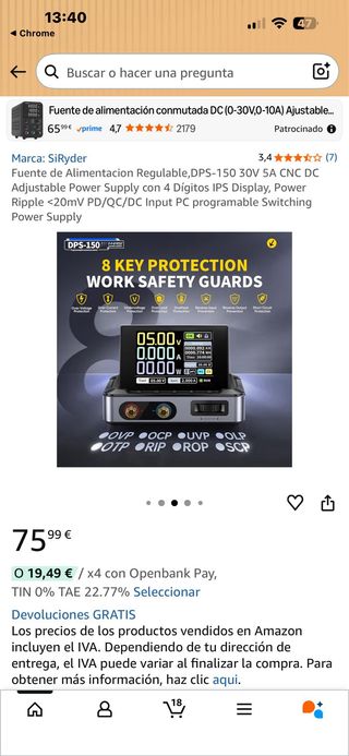 Fuente Alimentación Fnirsi DPS-150