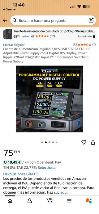 Fuente Alimentación Fnirsi DPS-150