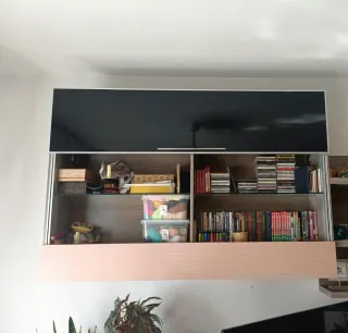 Mueble TV salón madera y cristal