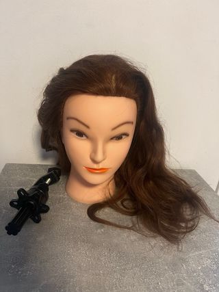 Cabeza Maniquí Peluquería Marrón, pelo largo