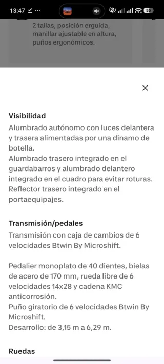 Bicicleta Urbana Elops 28 Clásica