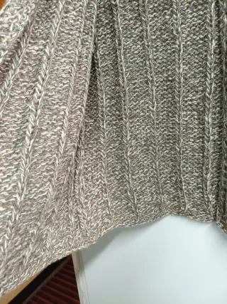 Chaqueta punto hecha a mano jaspeada beige/marrón