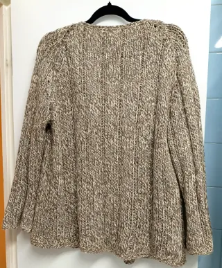 Chaqueta punto hecha a mano jaspeada beige/marrón