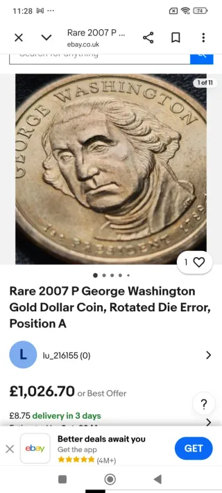 Moneda Antigua George Washington