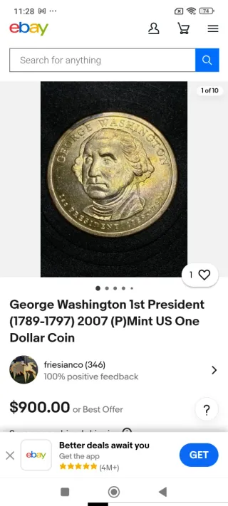 Moneda Antigua George Washington