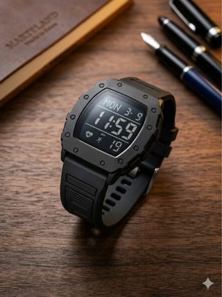 Reloj digital deportivo negro y gris – Diseño mode