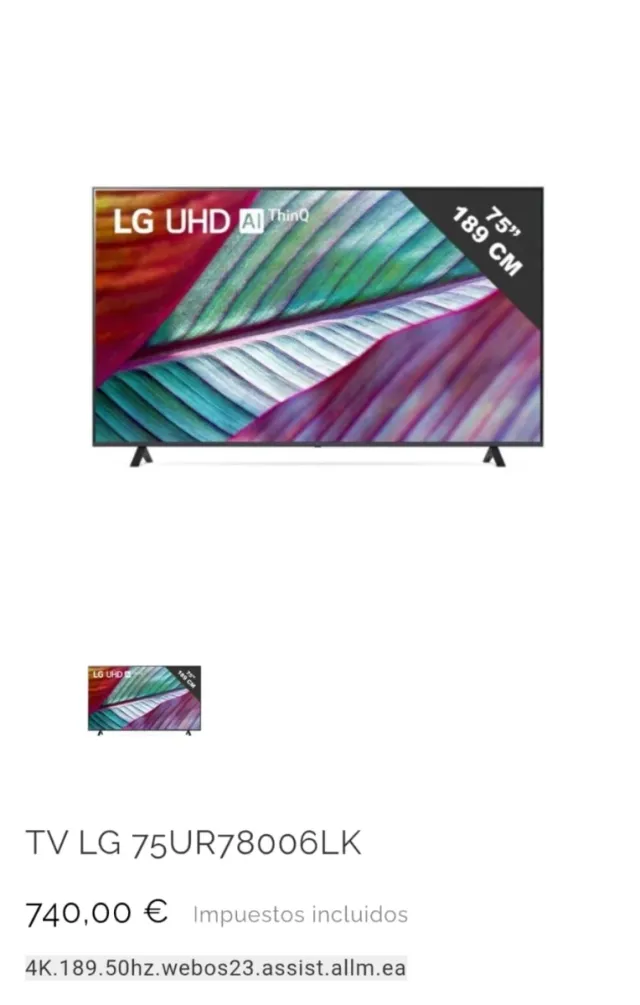 Televisor LG 75 Negro