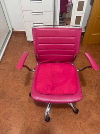 Silla de escritorio rosa y plateada