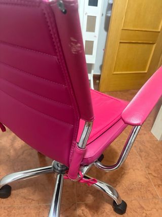 Silla de escritorio rosa y plateada