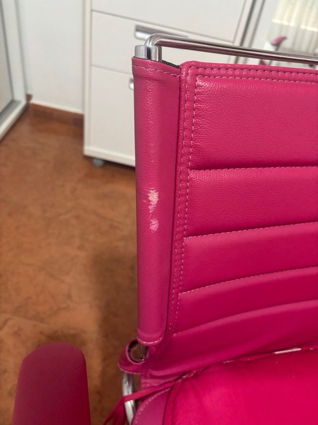 Silla de escritorio rosa y plateada