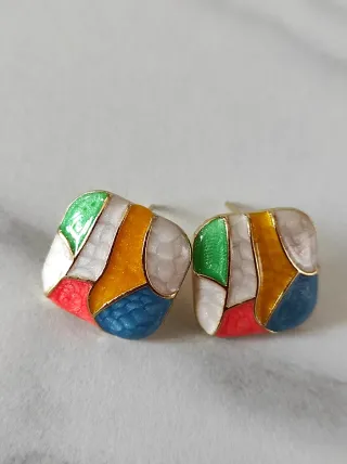 Orecchini quadrati smalto multicolor
