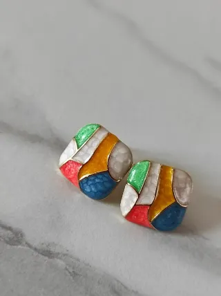 Orecchini quadrati smalto multicolor