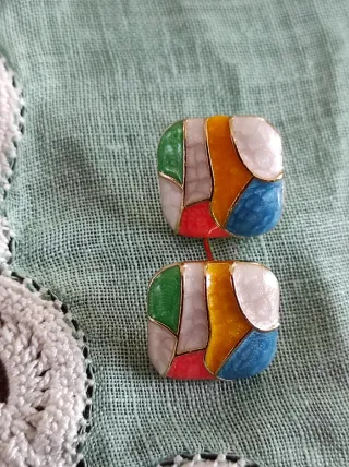 Orecchini quadrati smalto multicolor