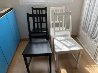 4 Sillas de Cocina Madera Negras y Blancas