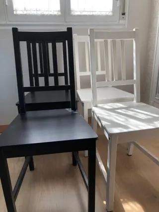 4 Sillas de Cocina Madera Negras y Blancas