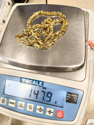 Cadena oro 18kt articulada maciza 70cm largo