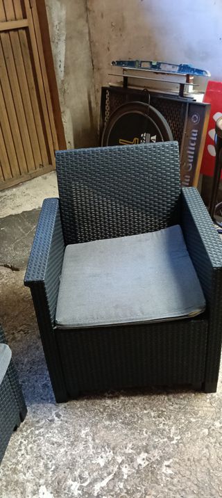 Conjunto sillones y sofá jardín ratán