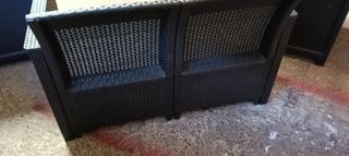 Conjunto sillones y sofá jardín ratán