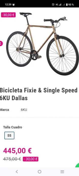Bicicleta Fixie 6KU Marrón talla L