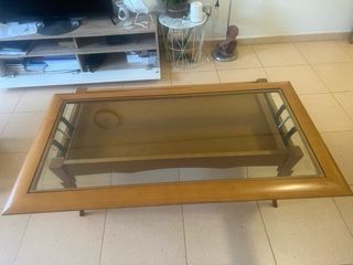 Mesa de centro elevable madera y cristal