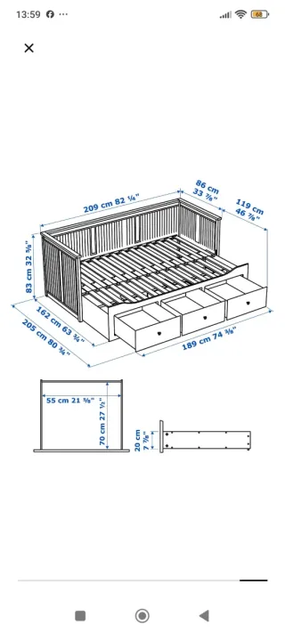 Diván Ikea Hemnes Blanco