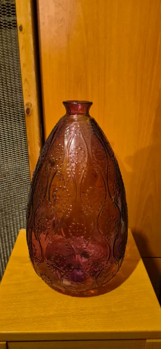 Jarrón de cristal marrón y dorado