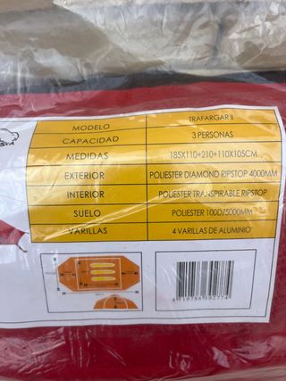 Tienda de campaña tecnica 3 plazas. Inesca